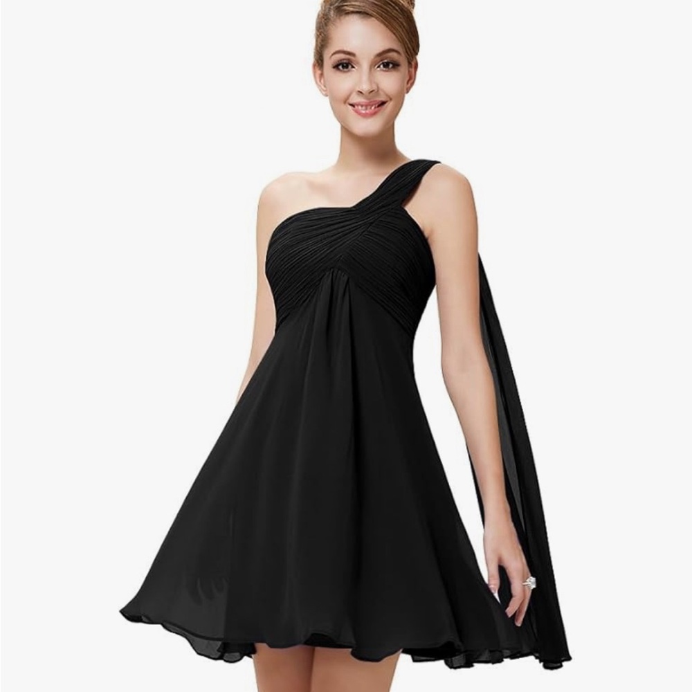 Elegant Black One-Shoulder Dress